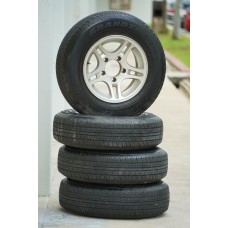 (Set of 4) USED Dunlop Tyres 195/80R15 195 80 R15 Tire With JB43 Japan Rims Take Off Dated 0419